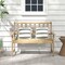 Natural Teak Wood Patio Bench 47 Inch Outdoor Loveseat Chair with Backrest